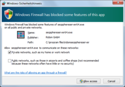 Windows firewall security warning